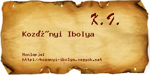 Kozányi Ibolya névjegykártya